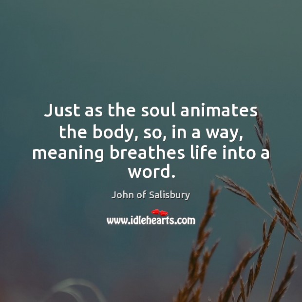 Just as the soul animates the body, so, in a way, meaning breathes life into a word. 