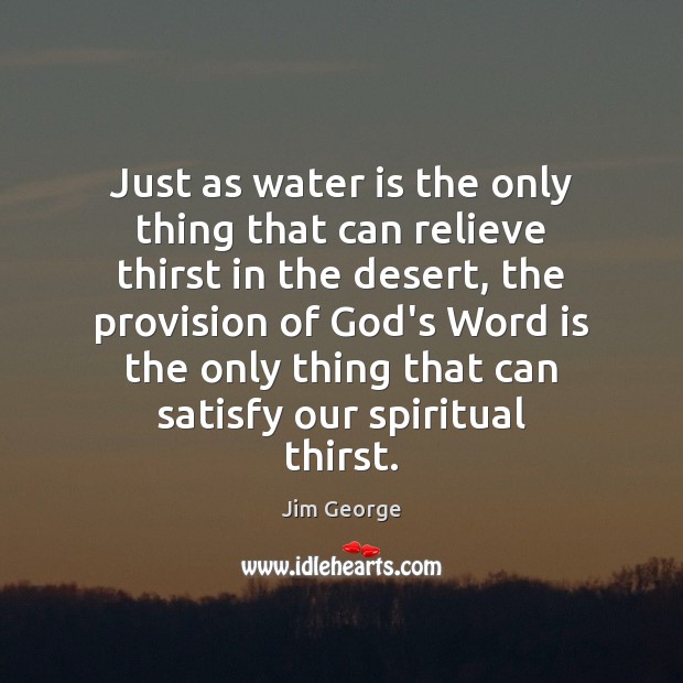 Just as water is the only thing that can relieve thirst in Jim George Picture Quote