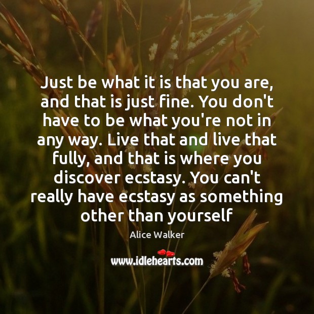 Just be what it is that you are, and that is just Alice Walker Picture Quote