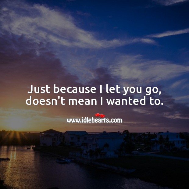 Just because I let you go, doesn’t mean I wanted to. Let Go Quotes Image