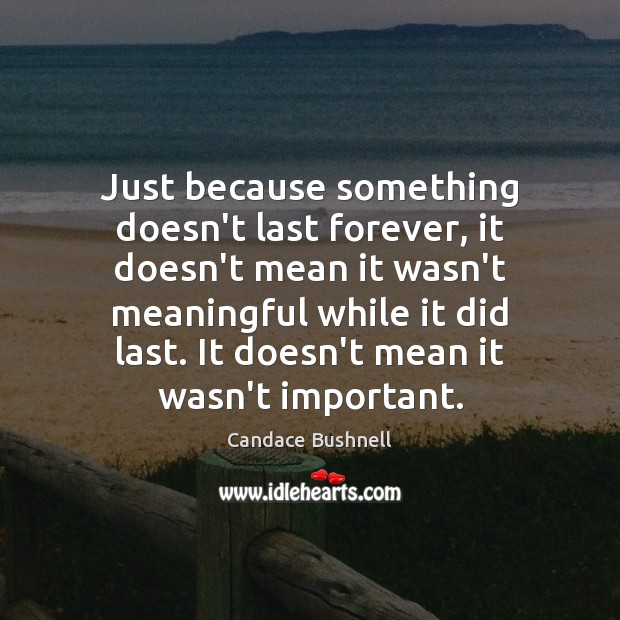 Just because something doesn’t last forever, it doesn’t mean it wasn’t meaningful Candace Bushnell Picture Quote