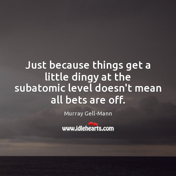 Just because things get a little dingy at the subatomic level doesn’t Murray Gell-Mann Picture Quote