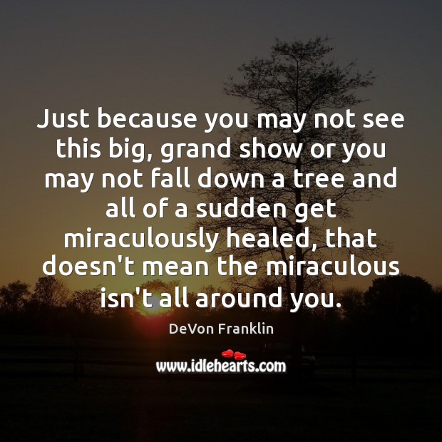 Just because you may not see this big, grand show or you DeVon Franklin Picture Quote