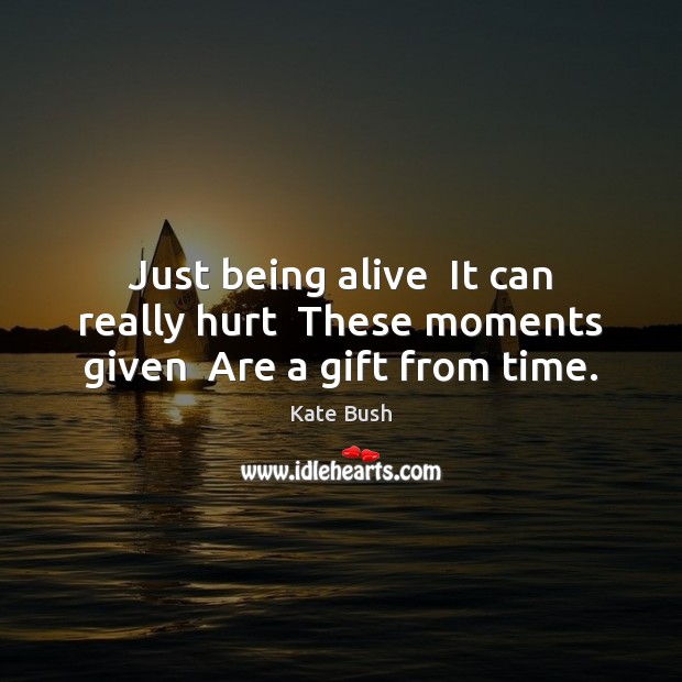 Just being alive  It can really hurt  These moments given  Are a gift from time. Kate Bush Picture Quote