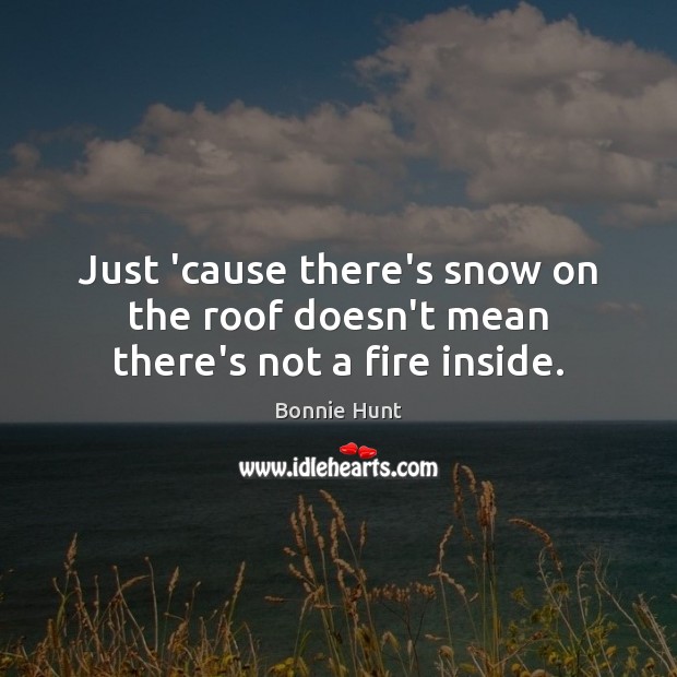 Just ’cause there’s snow on the roof doesn’t mean there’s not a fire inside. Image
