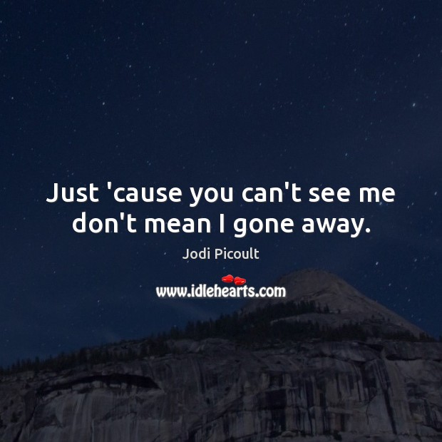 Just ’cause you can’t see me don’t mean I gone away. Image