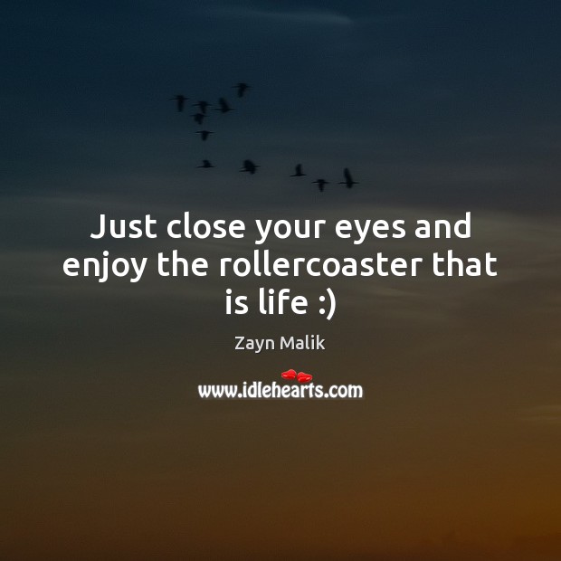 Just close your eyes and enjoy the rollercoaster that is life :) Zayn Malik Picture Quote