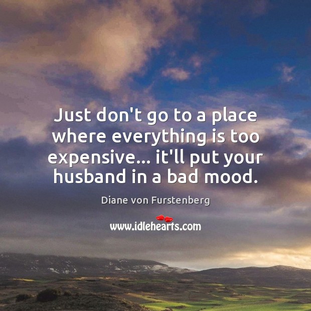 Just don’t go to a place where everything is too expensive… it’ll Diane von Furstenberg Picture Quote