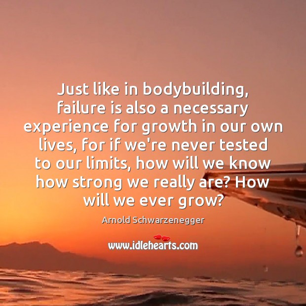 Just like in bodybuilding, failure is also a necessary experience for growth Arnold Schwarzenegger Picture Quote