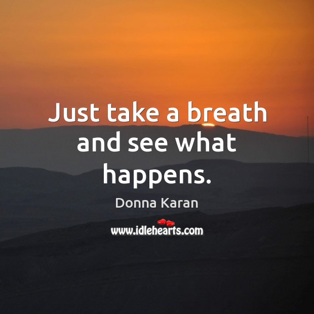 Just take a breath and see what happens. Donna Karan Picture Quote