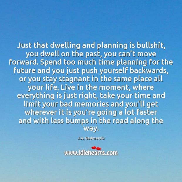 Just that dwelling and planning is bullshit, you dwell on the past, J.A. Redmerski Picture Quote