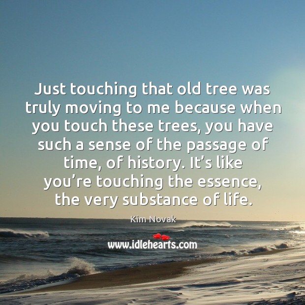 Just touching that old tree was truly moving to me because when you touch these trees Kim Novak Picture Quote