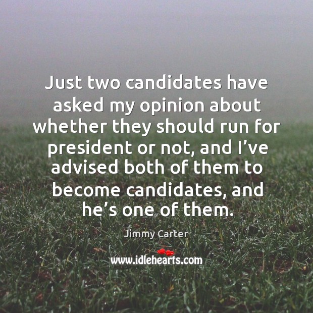 Just two candidates have asked my opinion about whether they should run for president or not Image