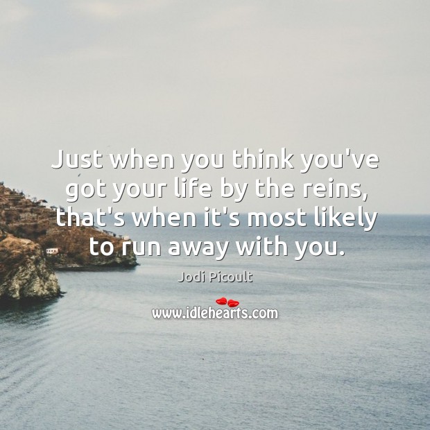 Just when you think you’ve got your life by the reins, that’s Jodi Picoult Picture Quote