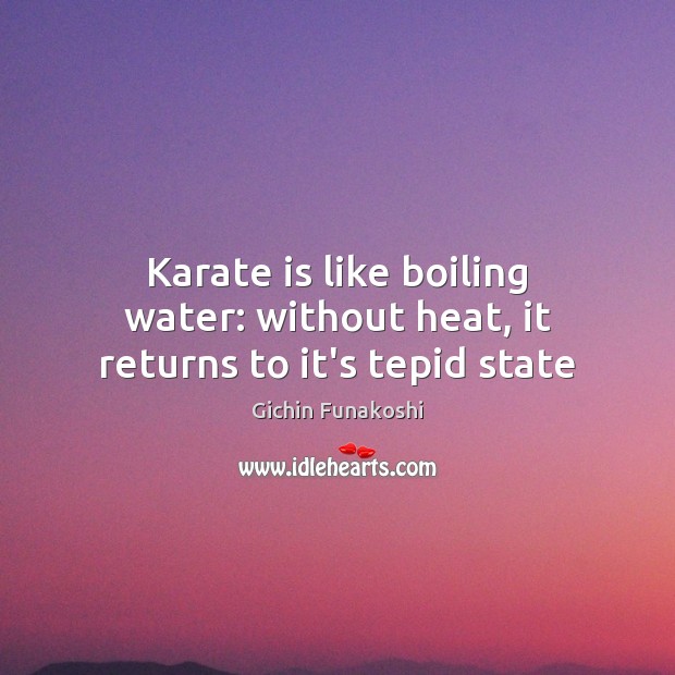 Karate is like boiling water: without heat, it returns to it’s tepid state Gichin Funakoshi Picture Quote
