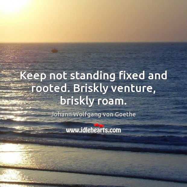 Keep not standing fixed and rooted. Briskly venture, briskly roam. Image