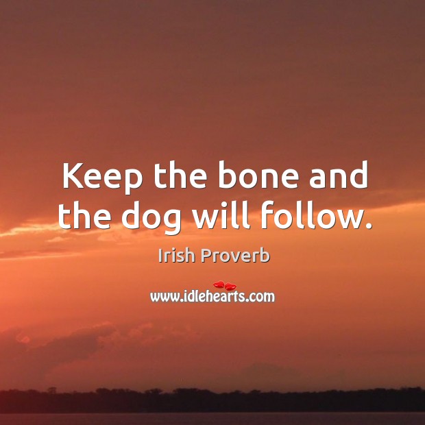 Keep the bone and the dog will follow. Irish Proverbs Image