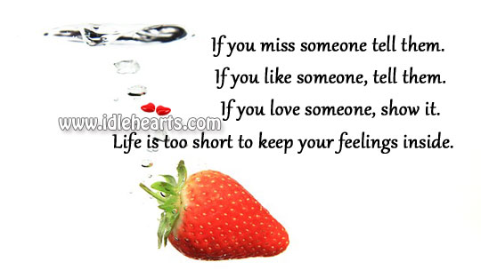 Life is too short to keep your feelings within you. Love Someone Quotes Image