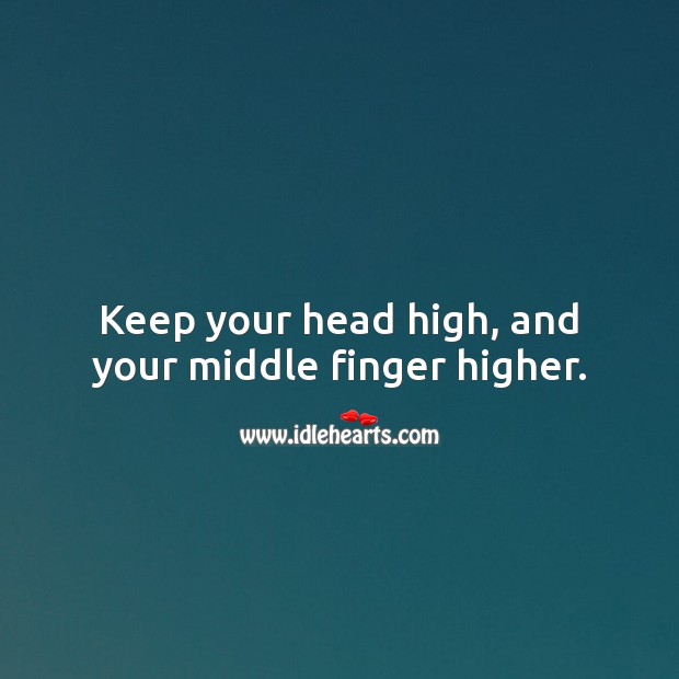 Keep your head high, and your middle finger higher. Image