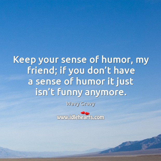 Keep your sense of humor, my friend; if you don’t have a sense of humor it just isn’t funny anymore. Wavy Gravy Picture Quote