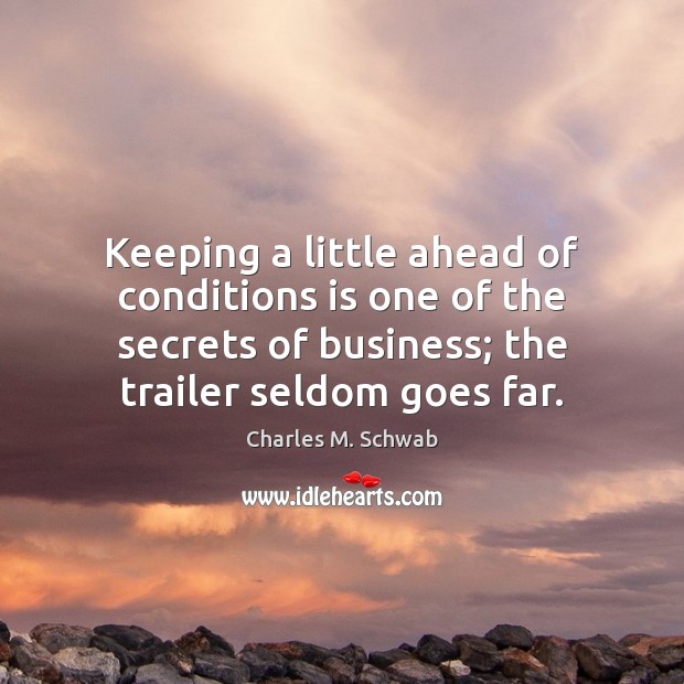 Keeping a little ahead of conditions is one of the secrets of Charles M. Schwab Picture Quote