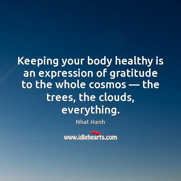 Keeping your body healthy is an expression of gratitude to the whole Nhat Hanh Picture Quote
