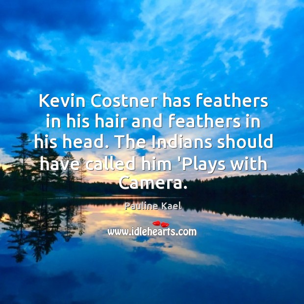 Kevin Costner has feathers in his hair and feathers in his head. Image