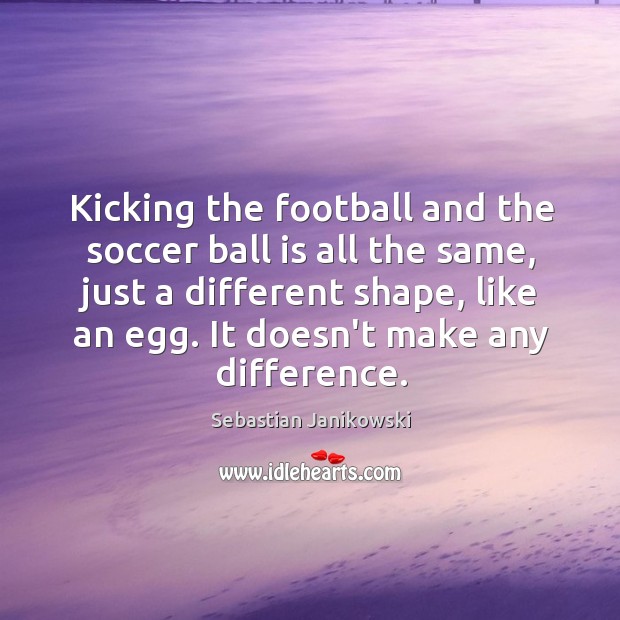 Kicking the football and the soccer ball is all the same, just Image