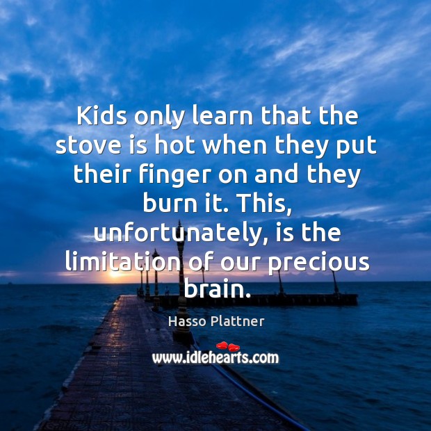 Kids only learn that the stove is hot when they put their Hasso Plattner Picture Quote