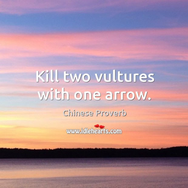 Kill two vultures with one arrow. Chinese Proverbs Image