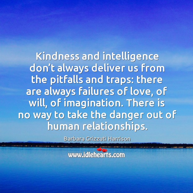 Kindness and intelligence don’t always deliver us from the pitfalls and traps: Barbara Grizzuti Harrison Picture Quote