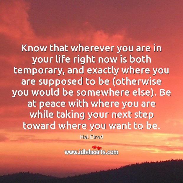 Know that wherever you are in your life right now is both 