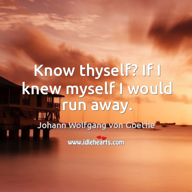 Know thyself? if I knew myself I would run away. Image