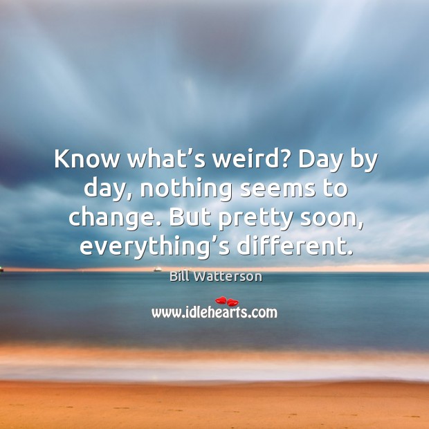 Know what’s weird? day by day, nothing seems to change. But pretty soon, everything’s different. Image