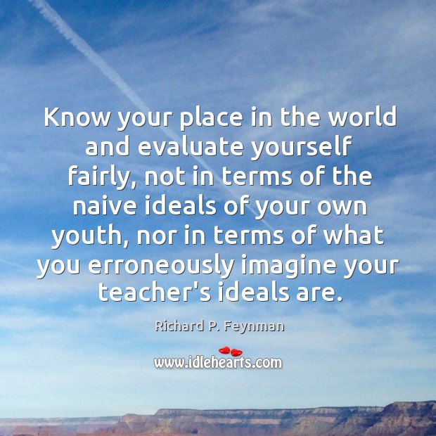 Know your place in the world and evaluate yourself fairly, not in Image