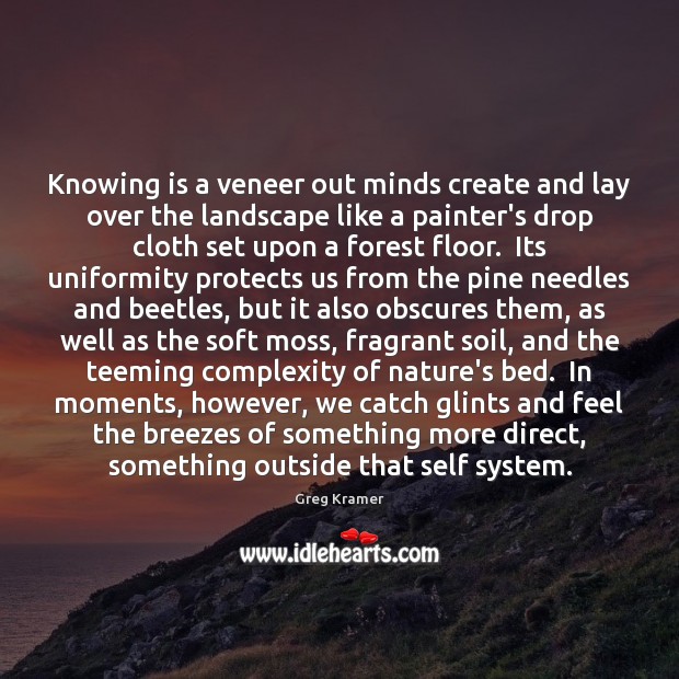 Knowing is a veneer out minds create and lay over the landscape Greg Kramer Picture Quote