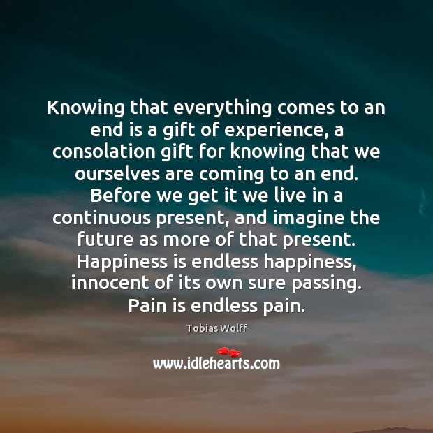 Knowing that everything comes to an end is a gift of experience, Happiness Quotes Image