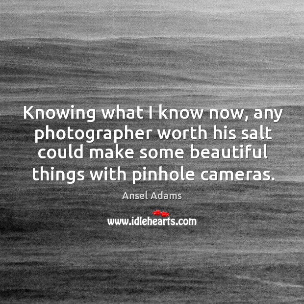 Knowing what I know now, any photographer worth his salt could make Ansel Adams Picture Quote