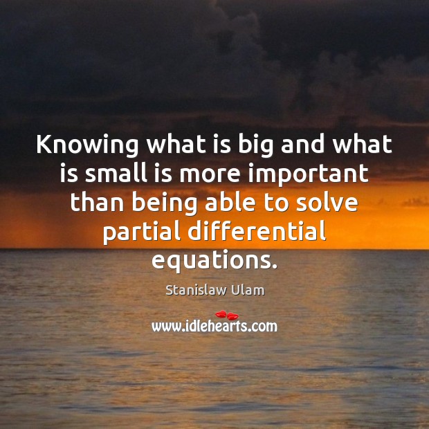 Knowing what is big and what is small is more important than Stanislaw Ulam Picture Quote