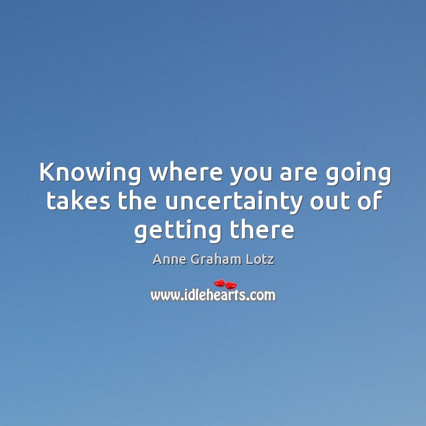Knowing where you are going takes the uncertainty out of getting there Image