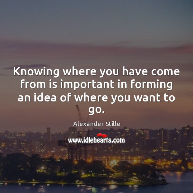 Knowing where you have come from is important in forming an idea of where you want to go. Alexander Stille Picture Quote