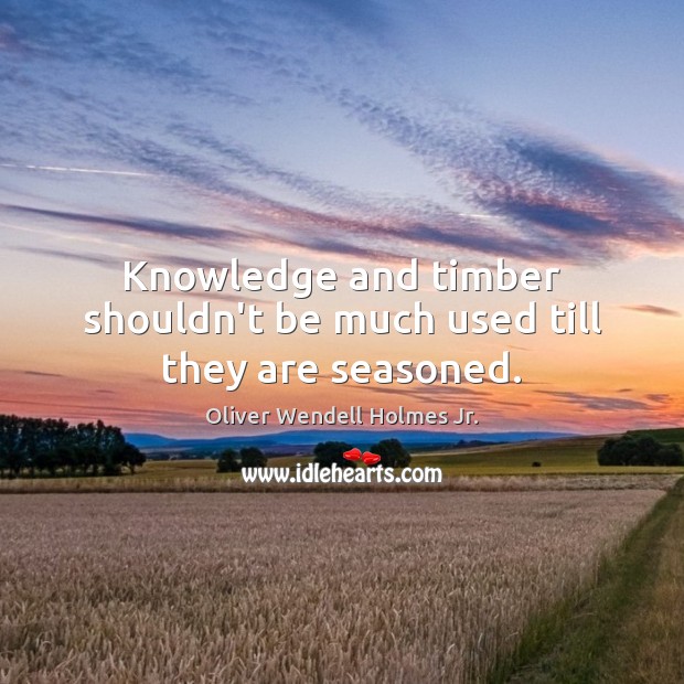 Knowledge and timber shouldn’t be much used till they are seasoned. Image
