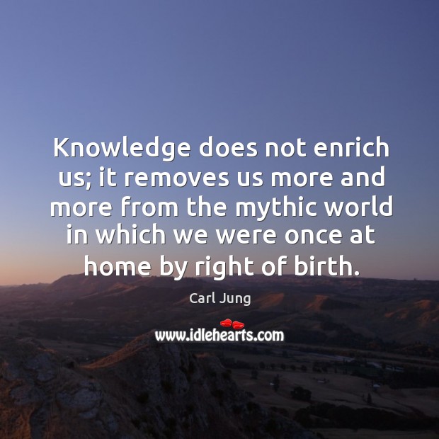 Knowledge does not enrich us; it removes us more and more from Image