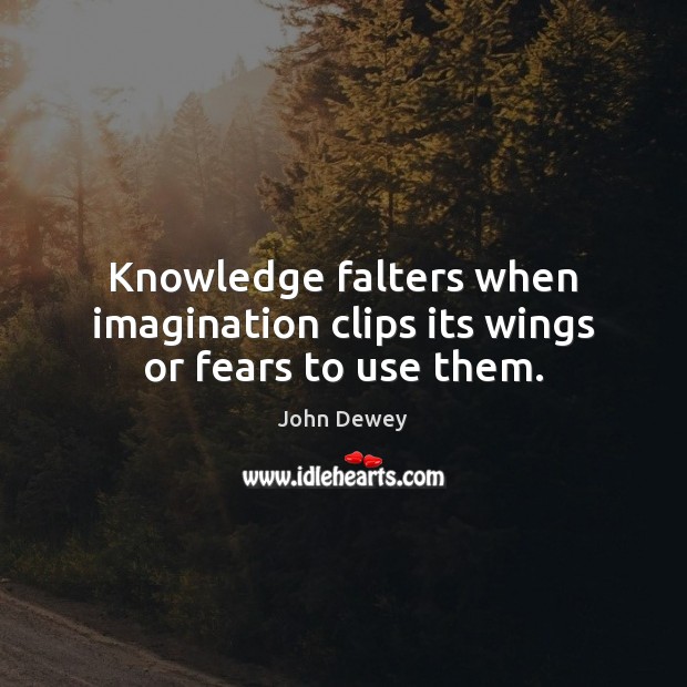 Knowledge falters when imagination clips its wings or fears to use them. John Dewey Picture Quote