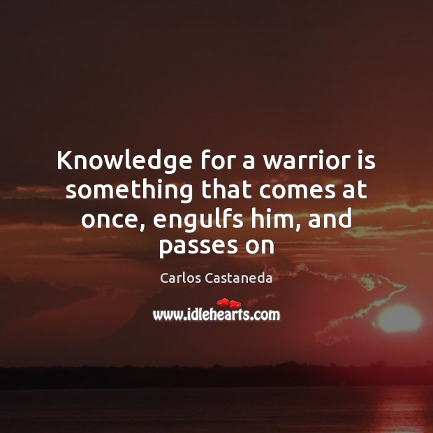 Knowledge for a warrior is something that comes at once, engulfs him, and passes on Image