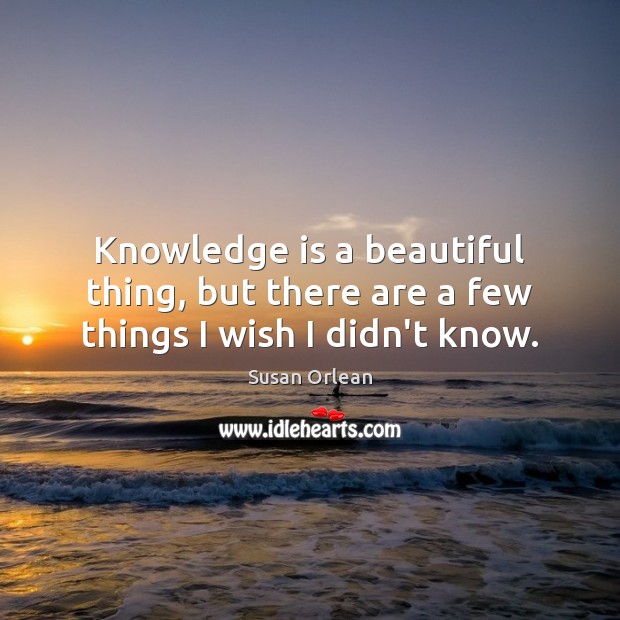 Knowledge is a beautiful thing, but there are a few things I wish I didn’t know. Susan Orlean Picture Quote