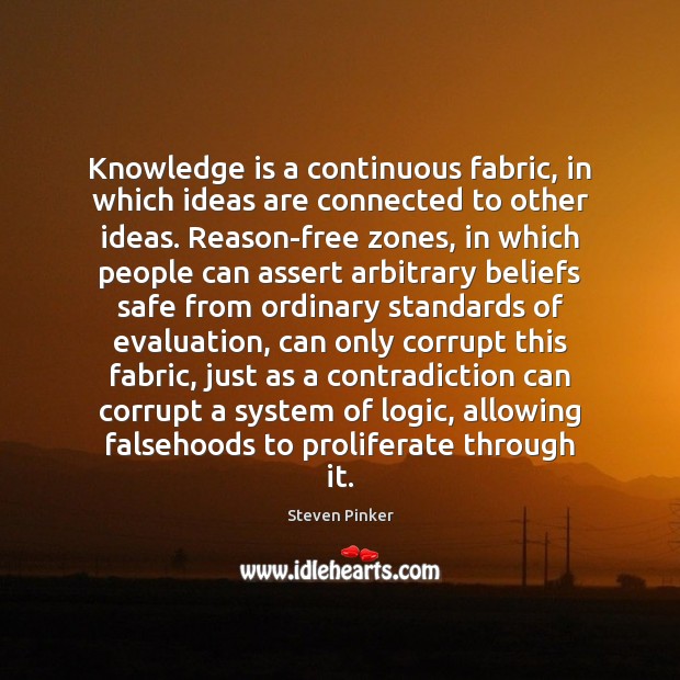 Knowledge is a continuous fabric, in which ideas are connected to other Knowledge Quotes Image