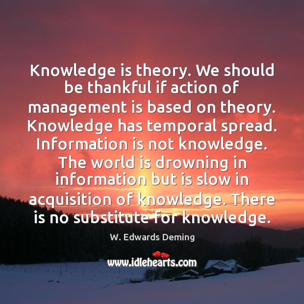 Knowledge is theory. We should be thankful if action of management is Knowledge Quotes Image