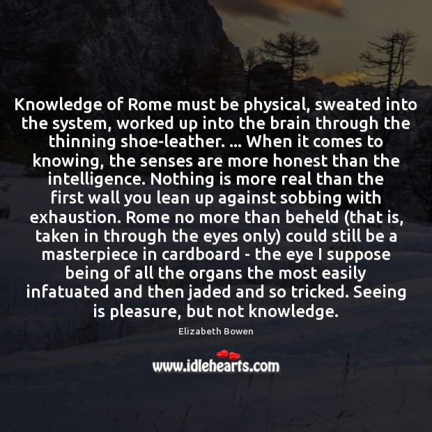 Knowledge of Rome must be physical, sweated into the system, worked up Image