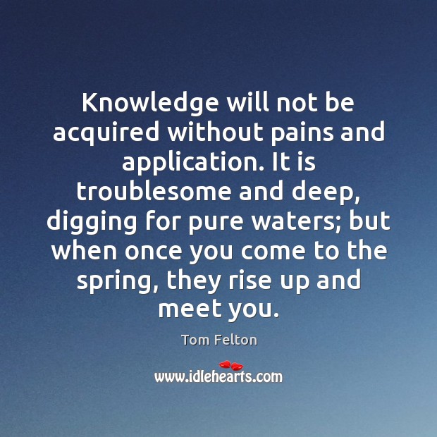 Knowledge will not be acquired without pains and application. It is troublesome Image